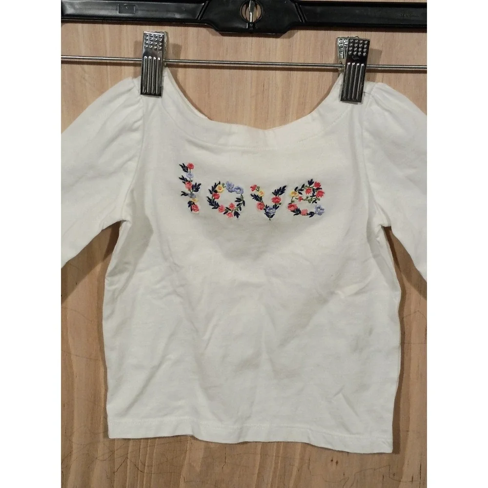 New Janie and Jack Floral Embroidery Love Top Girl's Size 18 - 24m. - Picture 2 of 5